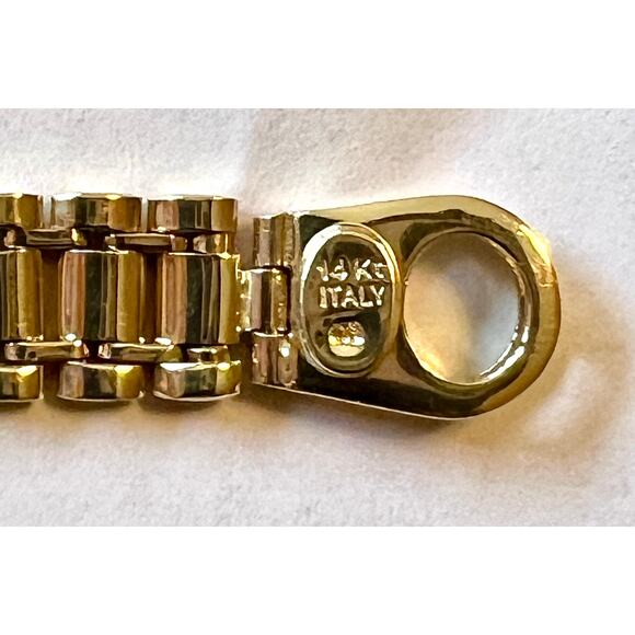 14k Polished and Satin 8.8mm Fancy Bar Link 8.5 inch Mens Bracelet - Picture 6 of 16